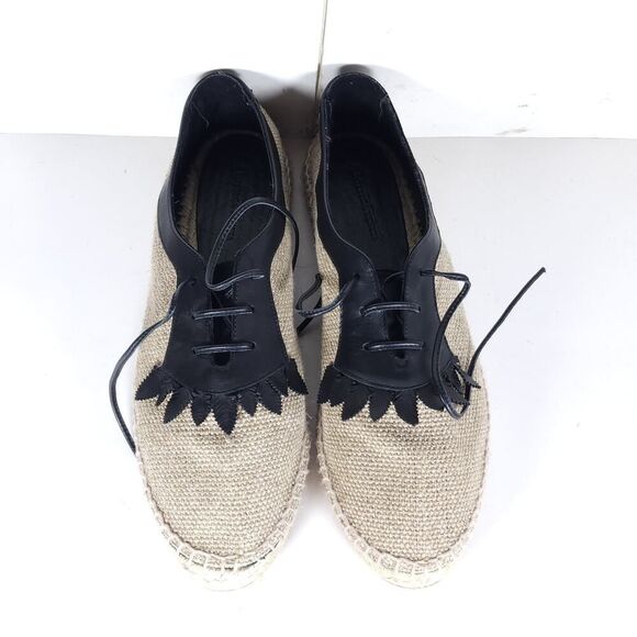 BOTTEGA VENETA Women's 39 US8,5 Beige Woven Canvas Leather Espadrilles Loafers - Picture 4 of 15